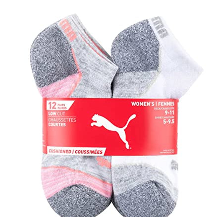 PUMA 12 Pairs Low Cut Socks - Women's White/Grey Shoe Deals Outlet