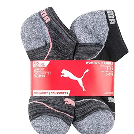PUMA 12 Pairs Low Cut Socks - Women's Black/Grey Shoe Deals Outlet