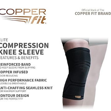 Copperfit Unisex Elite Copper Infused Knee Compression Sleeve - Unisex