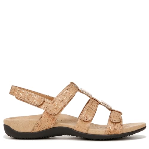 VIONIC Amber Adjustable Sandal - Women's Gold Cork Shoe Deals Outlet