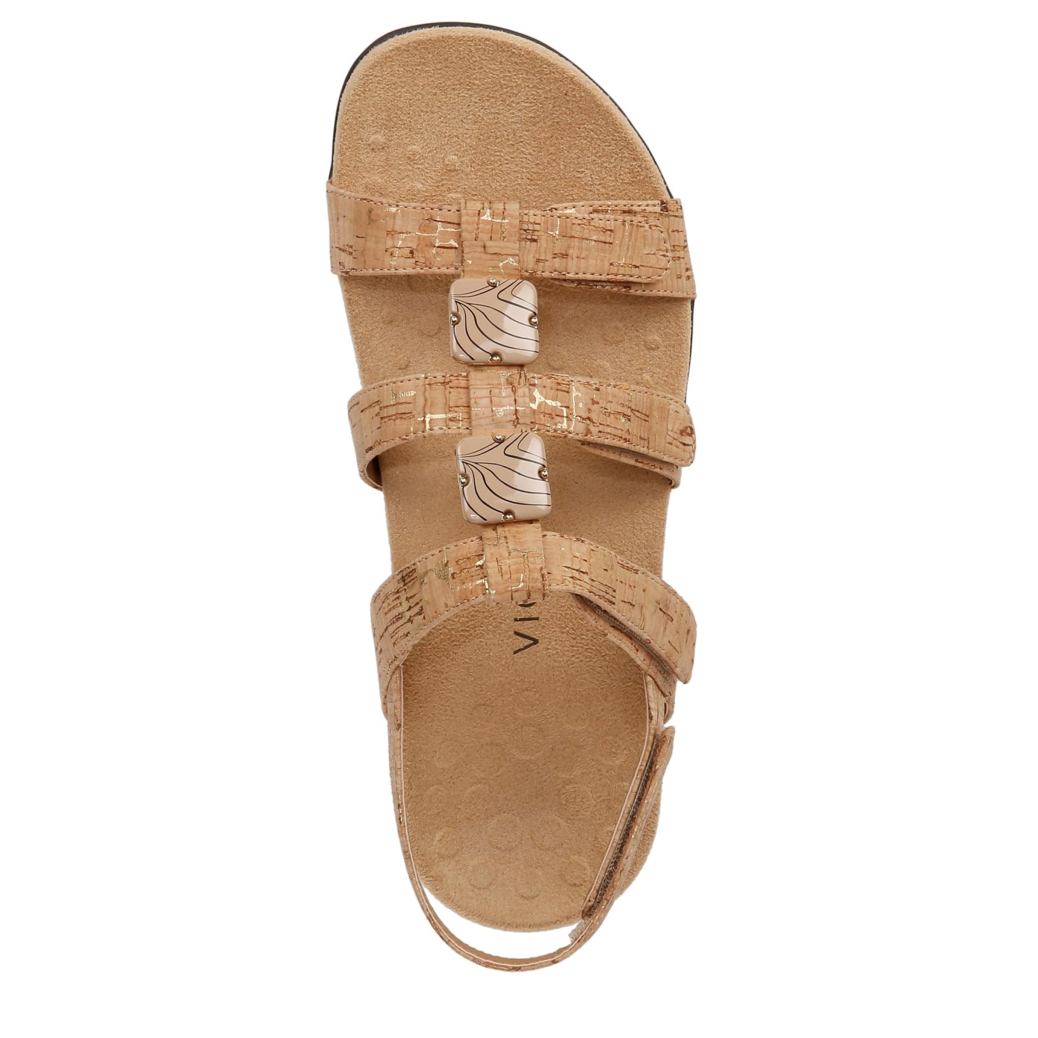 VIONIC Amber Adjustable Sandal - Women's Gold Cork Shoe Deals Outlet