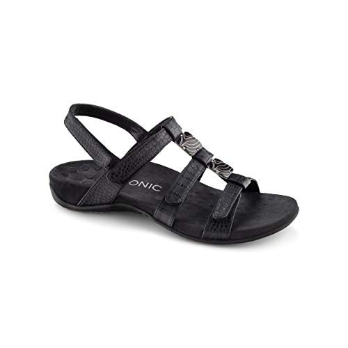 VIONIC Amber Adjustable Sandal - Women's Black Crocodile Shoe Deals Outlet