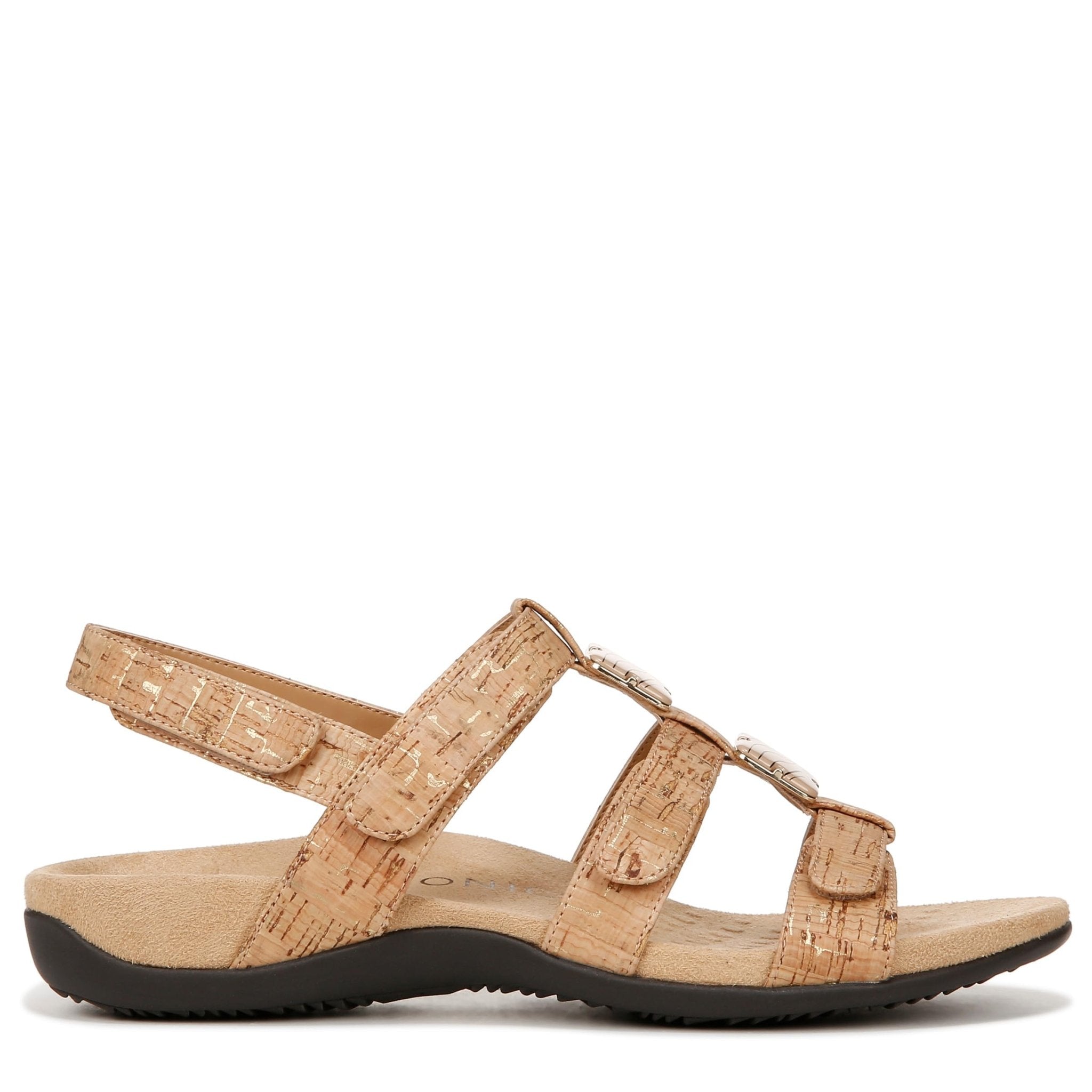 VIONIC Amber Adjustable Sandal - Women's Gold Cork Shoe Deals Outlet