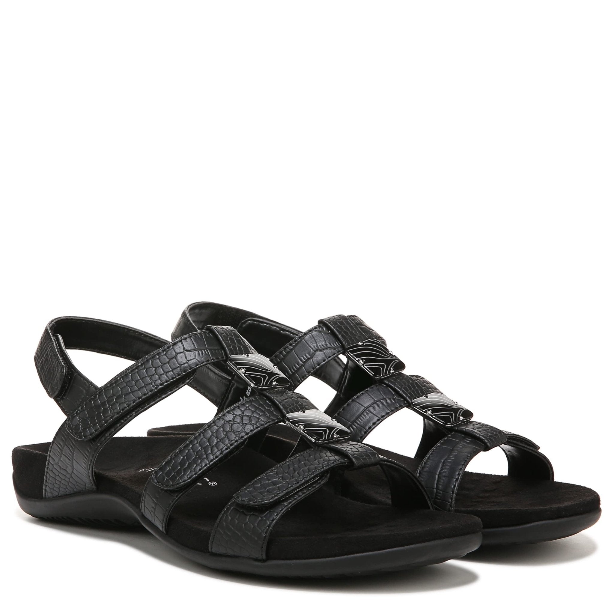 VIONIC Amber Adjustable Sandal - Women's Black Shoe Deals Outlet