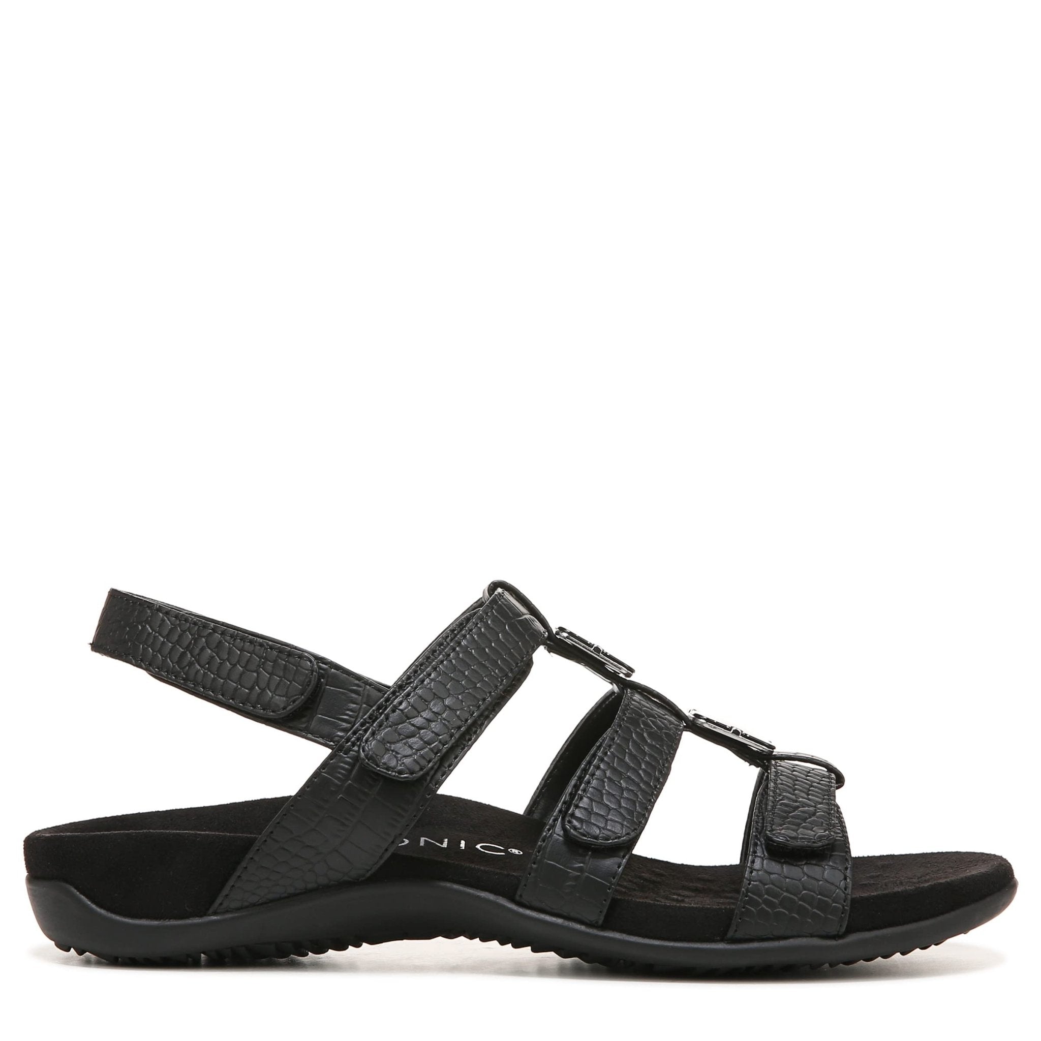 VIONIC Amber Adjustable Sandal - Women's Black Shoe Deals Outlet
