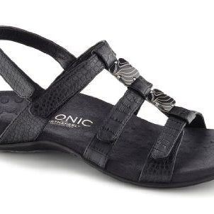 VIONIC Amber Adjustable Sandal - Women's Black Crocodile Shoe Deals Outlet