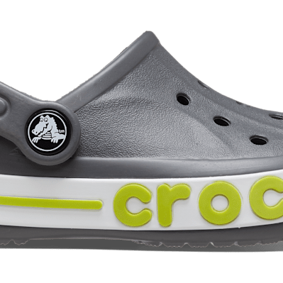 Crocs Bayaband Clog - Kids Grey/Lime Shoe Deals Outlet