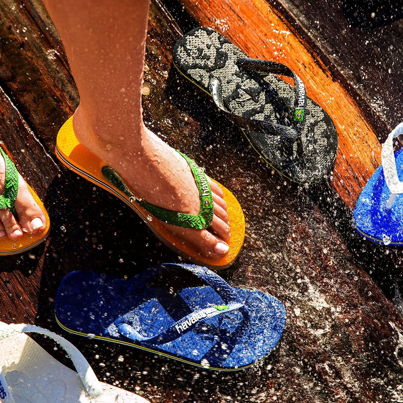 Havaianas Brazil Logo Flip Flops - Unisex Marine Blue Shoe Deals Outlet