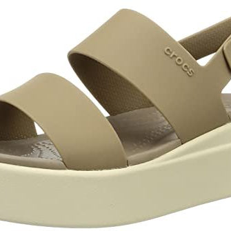 Crocs Brooklyn Low Wedge - Women's Khaki/Bone Shoe Deals Outlet