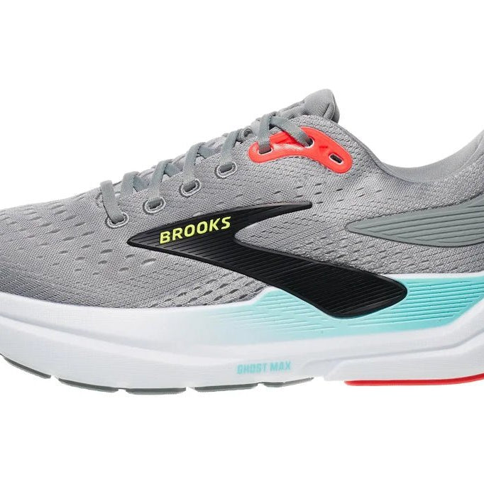 Brooks Ghost Max 3 Primer Grey / Antarctica / Red 8.5 D 195394691917 Shoe Deals Outlet