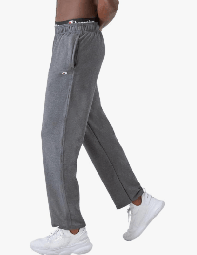 Champion Powerblend Fleece Open Bottom Sweatpants Granite Heather XL 090563296132 Shoe Deals Outlet