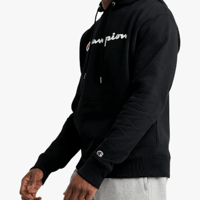 Champion Powerblend Fleece Pullover Hoodie Black - Classic Script Logo XXL 738994450791 Shoe Deals Outlet
