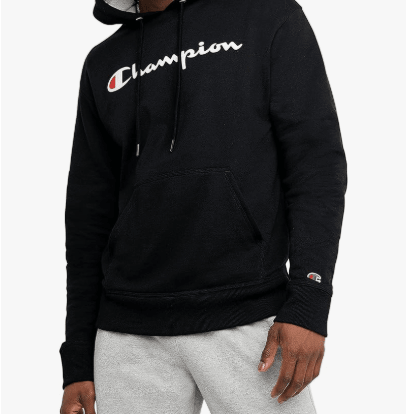Champion Powerblend Fleece Pullover Hoodie Black - Classic Script Logo XXL 738994450791 Shoe Deals Outlet