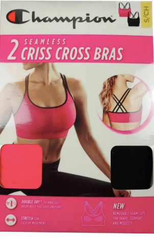 Champion Seamless Criss Cross Bras Black / Pink Small 738994179005 Shoe Deals Outlet
