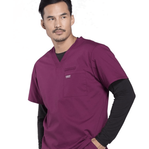 Cherokee Mens Scrubs Workwear Professionals Tuckable V - Neck Top Wine Large 737314936953 Shoe Deals Outlet