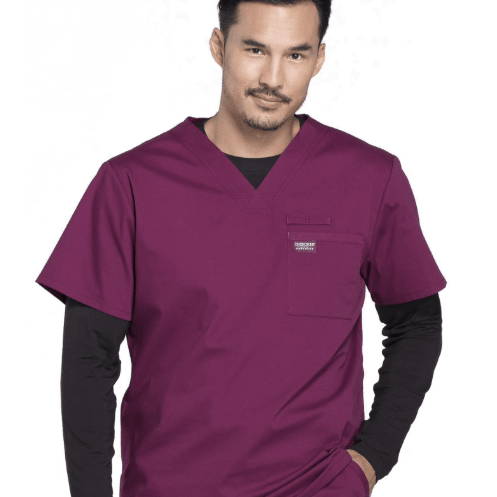 Cherokee Mens Scrubs Workwear Professionals Tuckable V - Neck Top Wine Large 737314936953 Shoe Deals Outlet