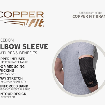 CopperFit Unisex Adult Compression Sleeve Elbow Black M 754502040933 Shoe Deals Outlet
