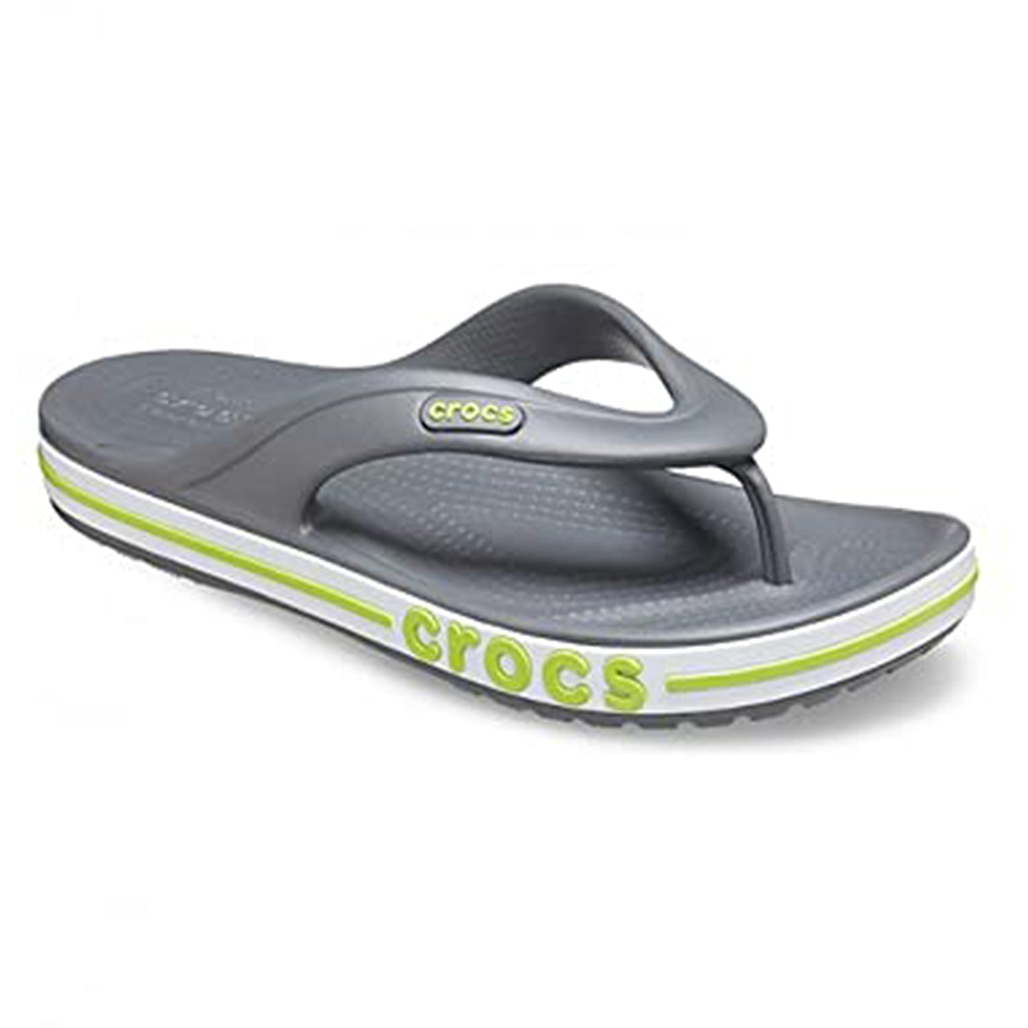 Crocs Crocband Baya Flip Flop - Unisex Slate Grey Lime Punch Shoe Deals Outlet
