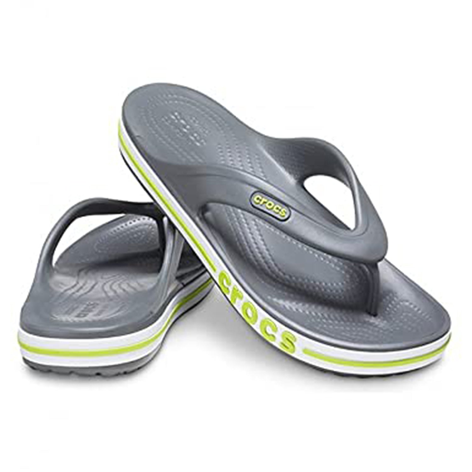Crocs Crocband Baya Flip Flop - Unisex Slate Grey Lime Punch Shoe Deals Outlet
