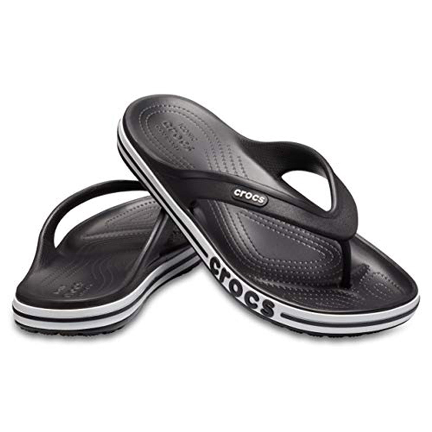 Crocs Crocband Baya Flip Flop - Unisex Black/White Shoe Deals Outlet