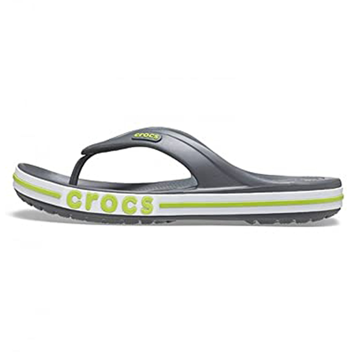 Crocs Crocband Baya Flip Flop - Unisex Slate Grey Lime Punch Shoe Deals Outlet