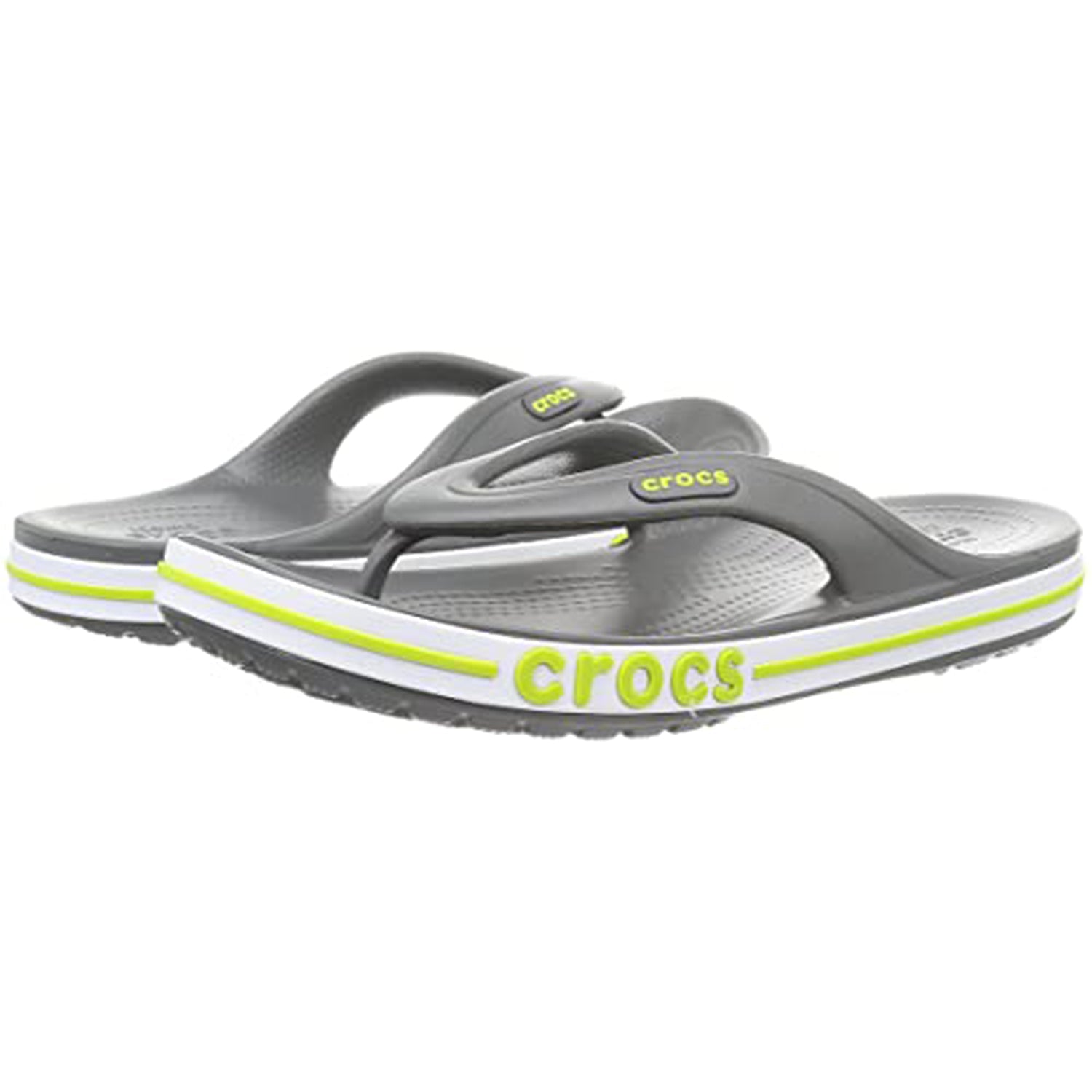Crocs Crocband Baya Flip Flop - Unisex Slate Grey/Lime Punch Shoe Deals Outlet
