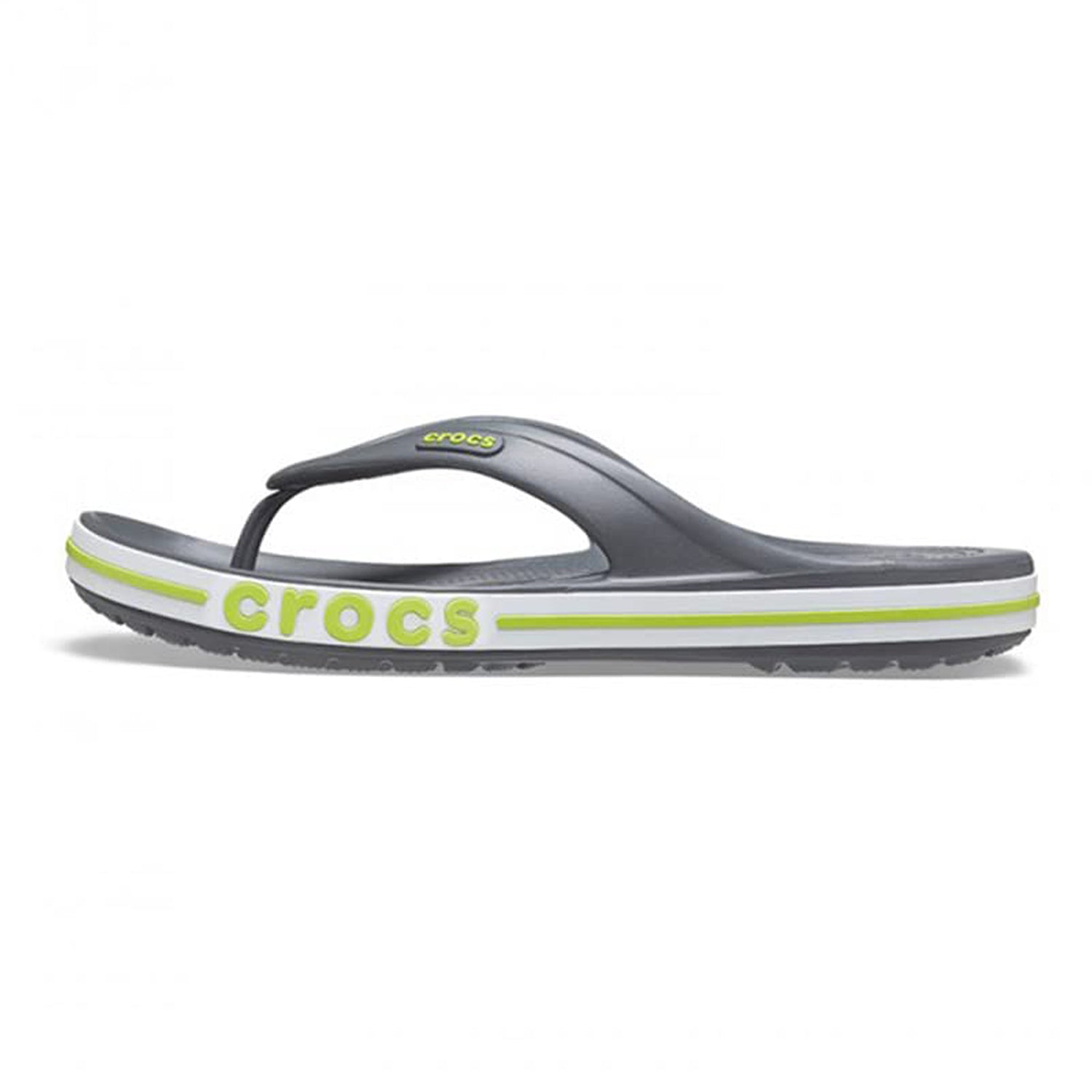 Crocs Crocband Baya Flip Flop - Unisex Slate Grey/Lime Punch Shoe Deals Outlet