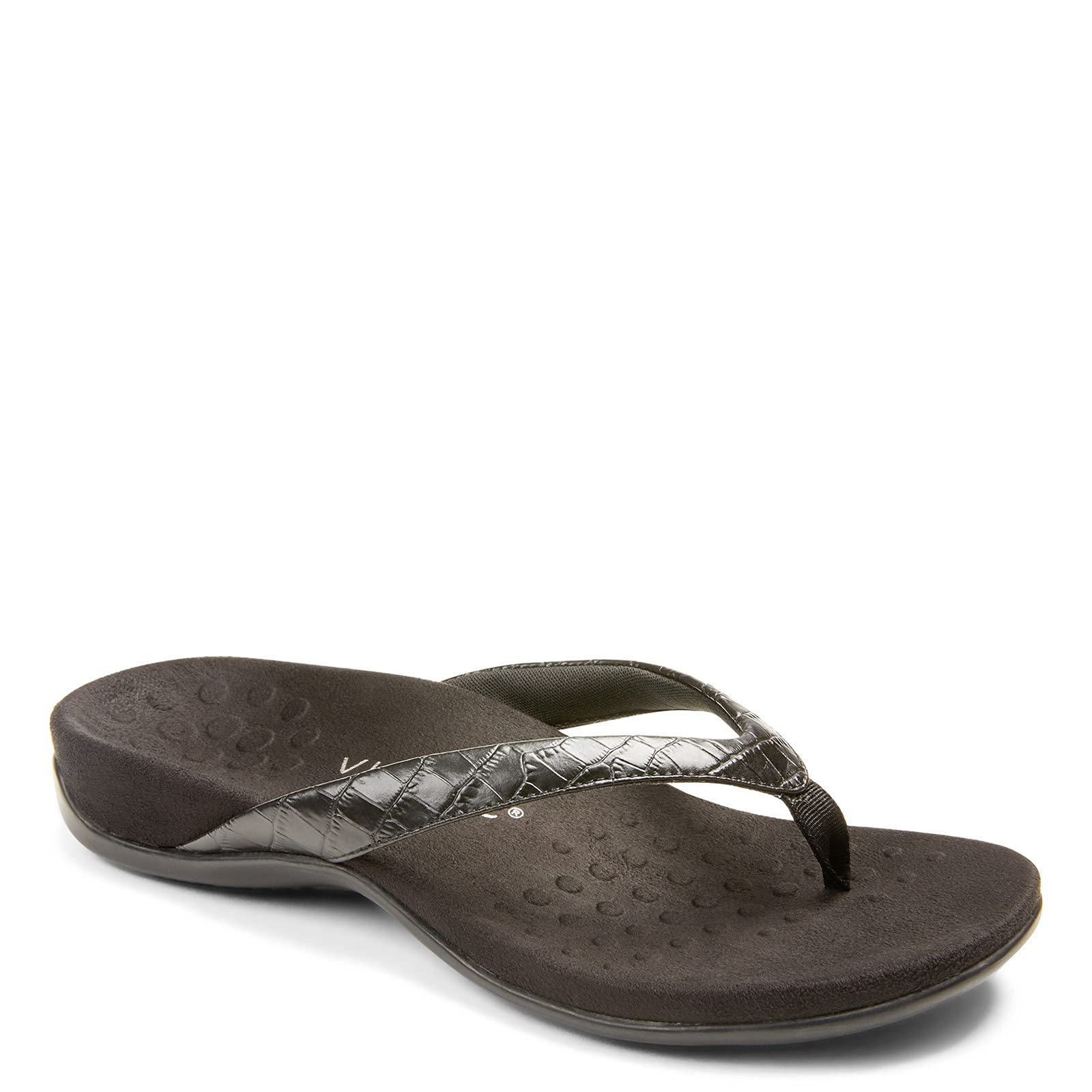 VIONIC Dillon Flip - Flop Sandal - Women's Black Croc Shoe Deals Outlet