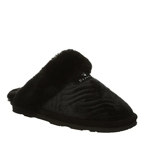BEARPAW Effie Slippers - Women's Black Velvet Shoe Deals Outlet