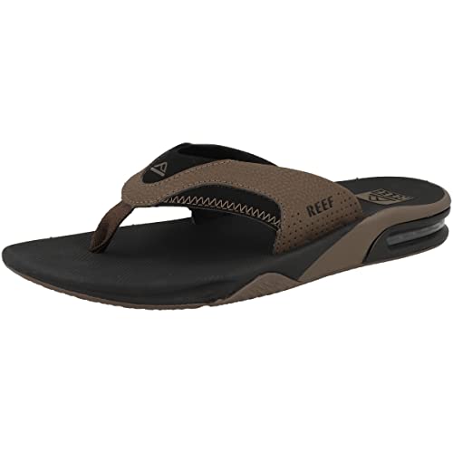 Reef Fanning Flip Flop - Men's Black and Tan Shoe Deals Outlet