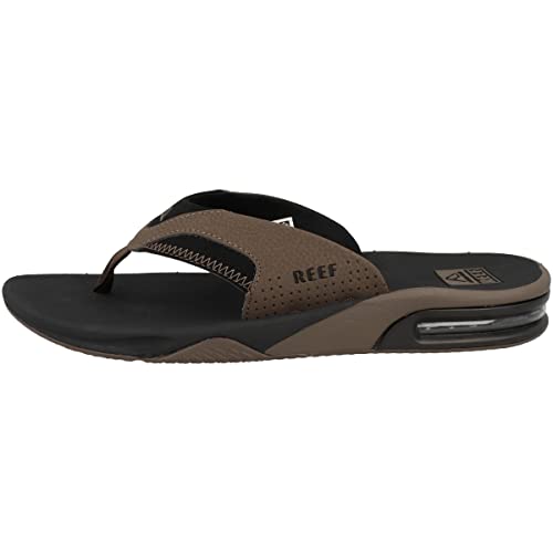 Reef Fanning Flip Flop - Men's Black and Tan Shoe Deals Outlet