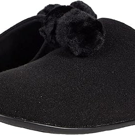 FitFlop Chrissie Pom Pom Mule All Black 6 M 195305063864 Shoe Deals Outlet
