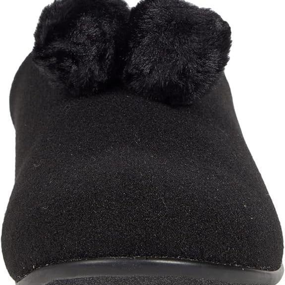FitFlop Chrissie Pom Pom Mule All Black 6 M 195305063864 Shoe Deals Outlet