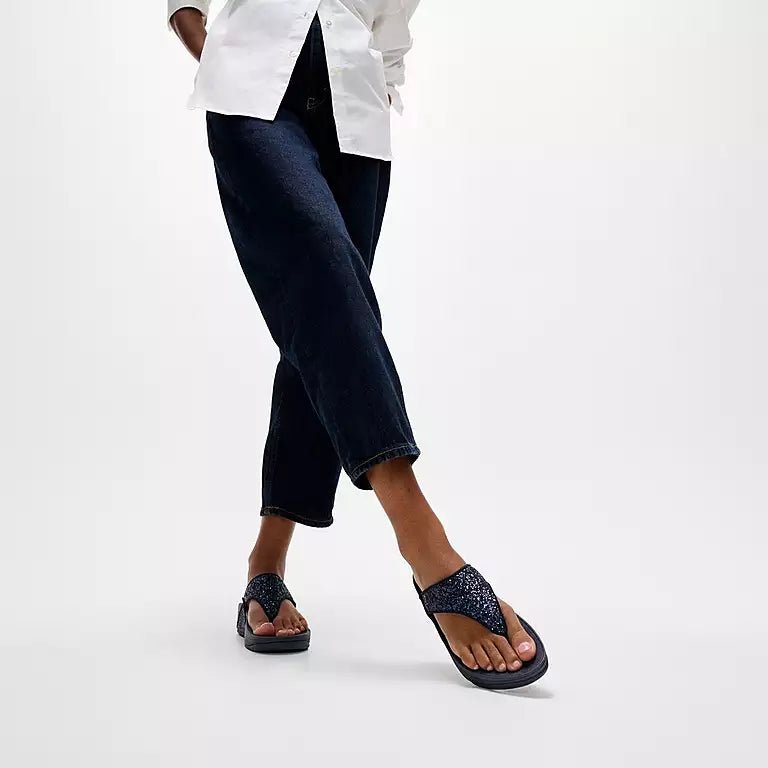 FitFlop Lulu Glitter Toe - Thongs Midnight Navy 6 M 193998235414 Shoe Deals Outlet