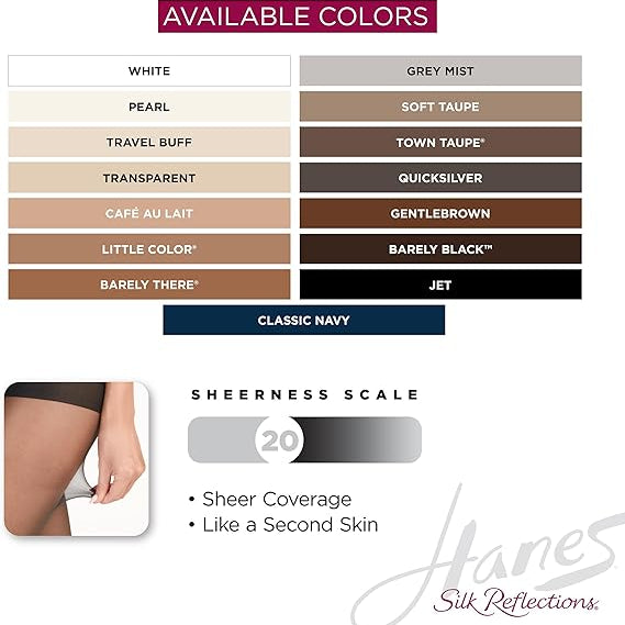 Hanes Silk Reflections Silky Sheer Control Top Pantyhose Grey Mist EF 012036128948 Shoe Deals Outlet