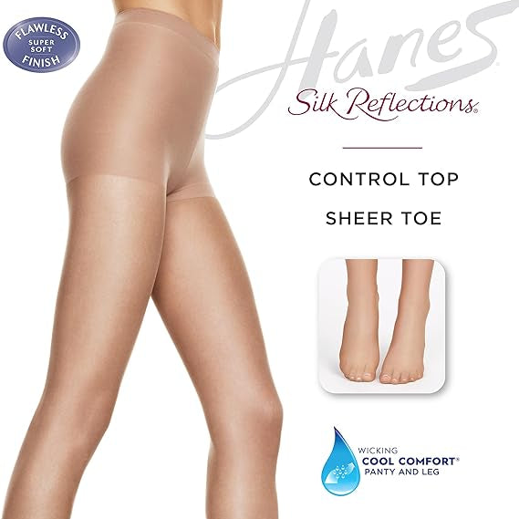 Hanes Silk Reflections Silky Sheer Control Top Pantyhose Quicksilver EF 012036121130 Shoe Deals Outlet