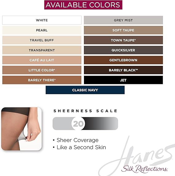 Hanes Silk Reflections Silky Sheer Non - Control Top Pantyhose Town Taupe CD 012036120553 Shoe Deals Outlet
