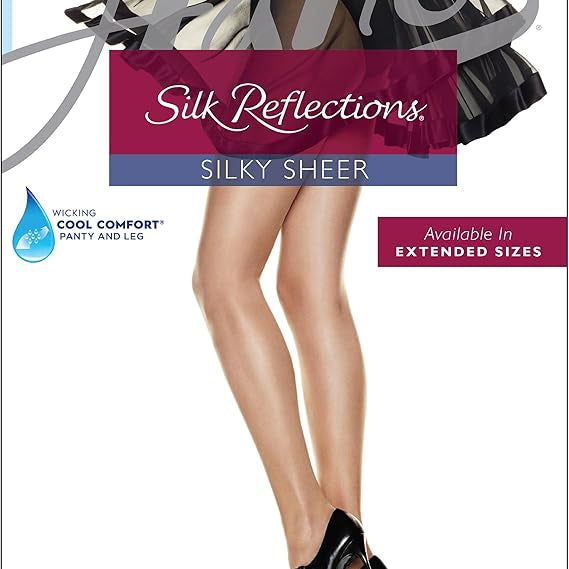 Hanes Silk Reflections Silky Sheer Reinforced Toe Control Top Pantyhose Town Taupe EF 012036127682 Shoe Deals Outlet