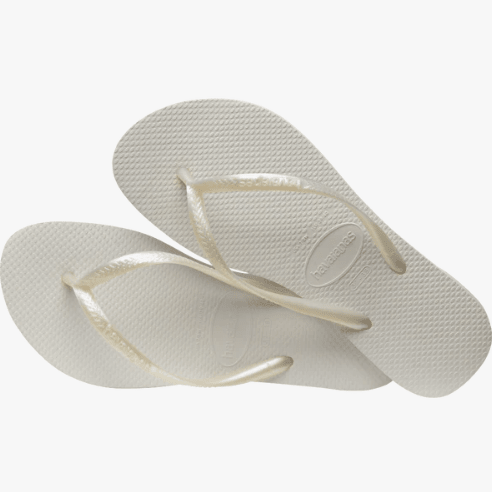 Havaianas Slim Sandals White / Black Men's 9/10 / Women's 11/12 M 7893249248776 Shoe Deals Outlet