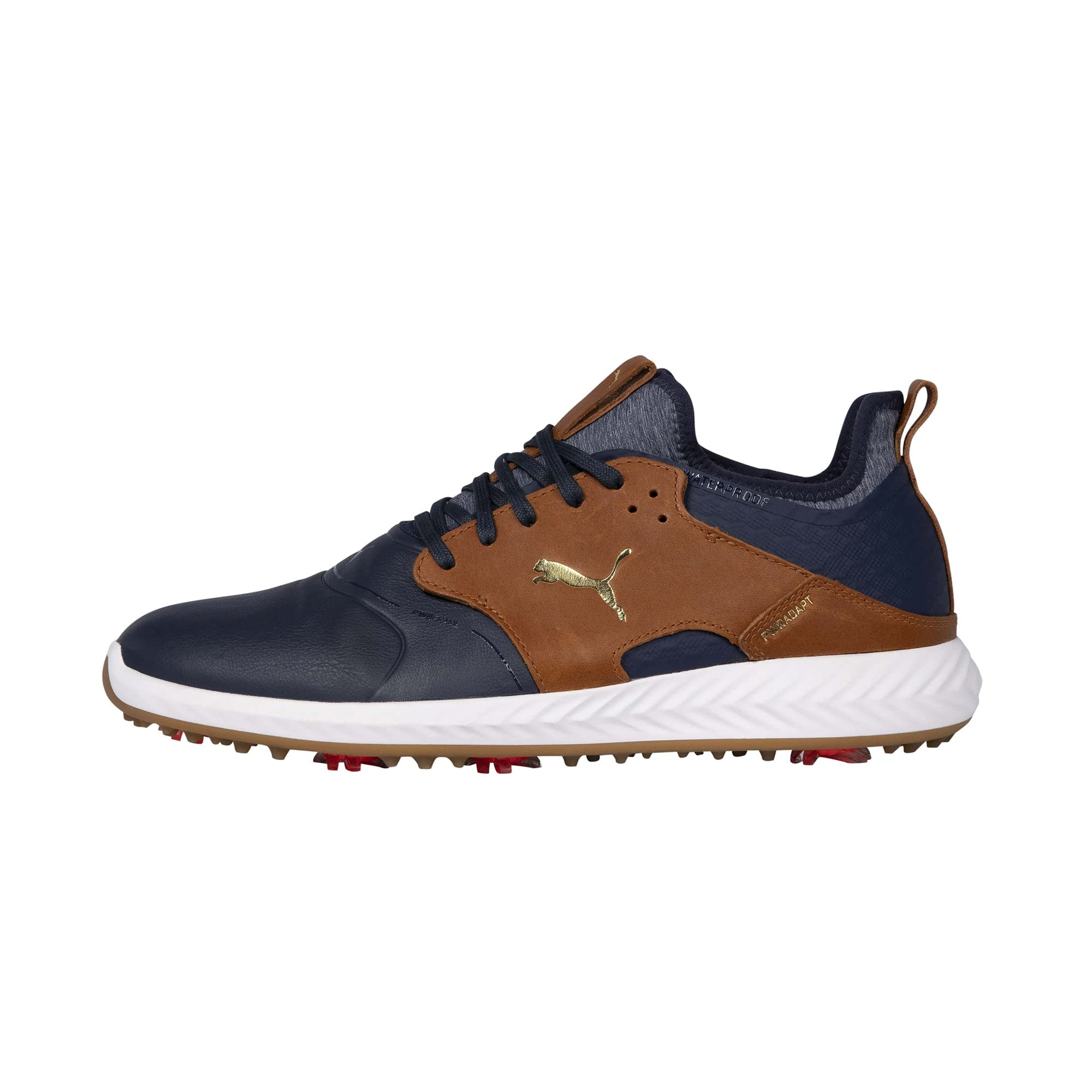 PUMA Ignite PWRADAPT Caged Crafted Golf Shoes - Men's Peacoat/Brown Shoe Deals Outlet