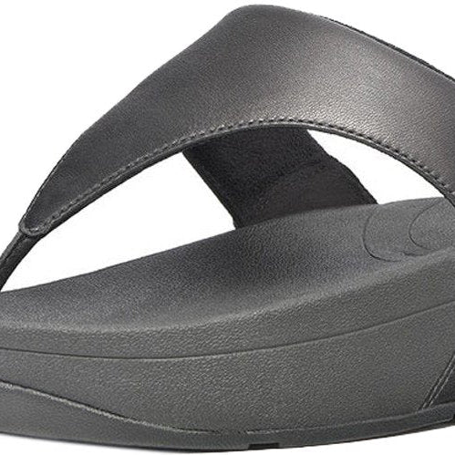 FitFlop Lulu Leather Toe - Post Sandals - Women's Black Shoe Deals Outlet
