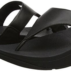 FitFlop Lulu Leather Toe - Post Sandals - Women's Black 2 Shoe Deals Outlet