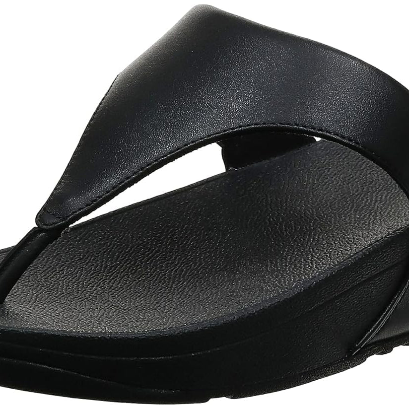 FitFlop Lulu Leather Toe - Post Sandals - Women's Black 2 Shoe Deals Outlet