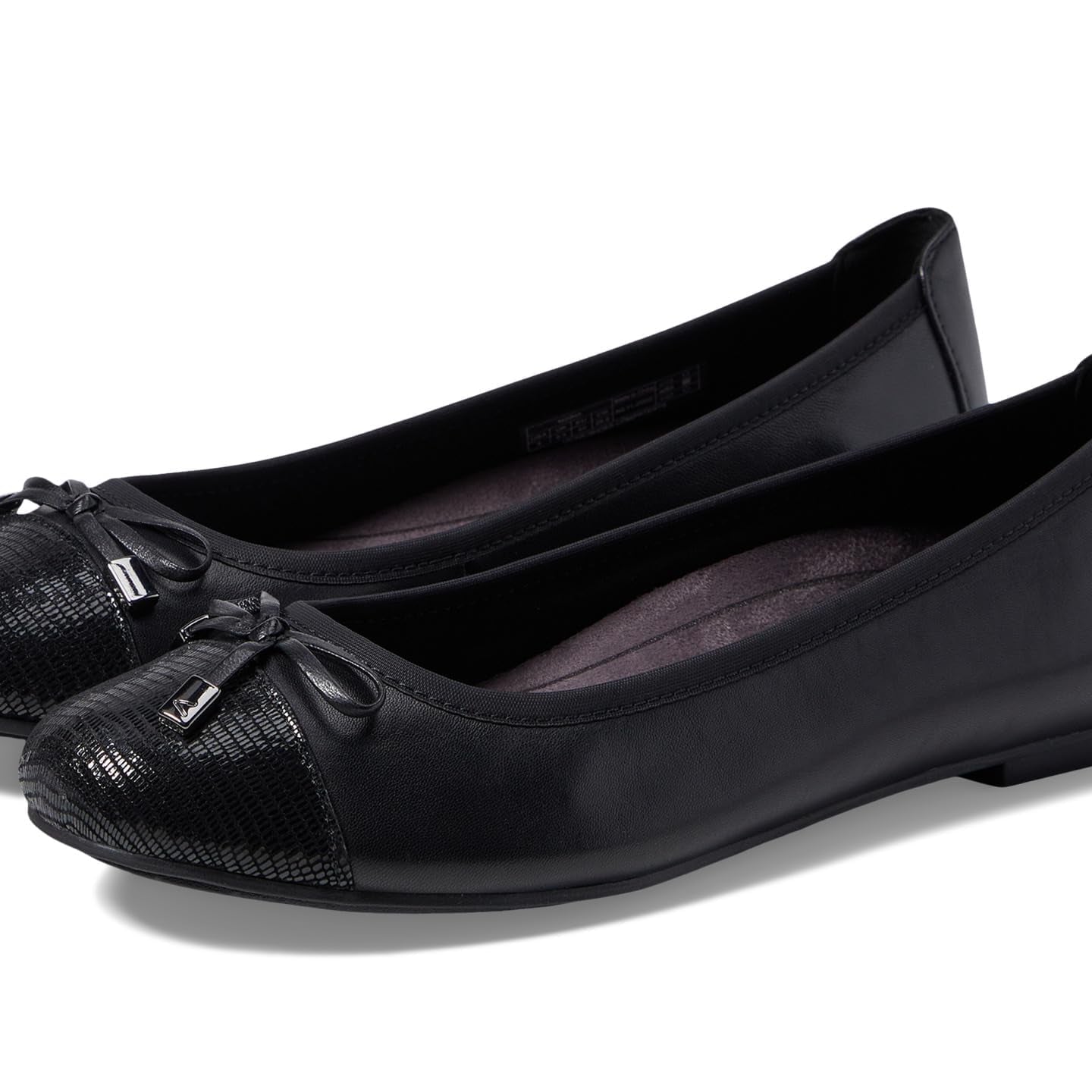 VIONIC Minna Ballet Flat - Women's Black Nappa Leather Shoe Deals Outlet