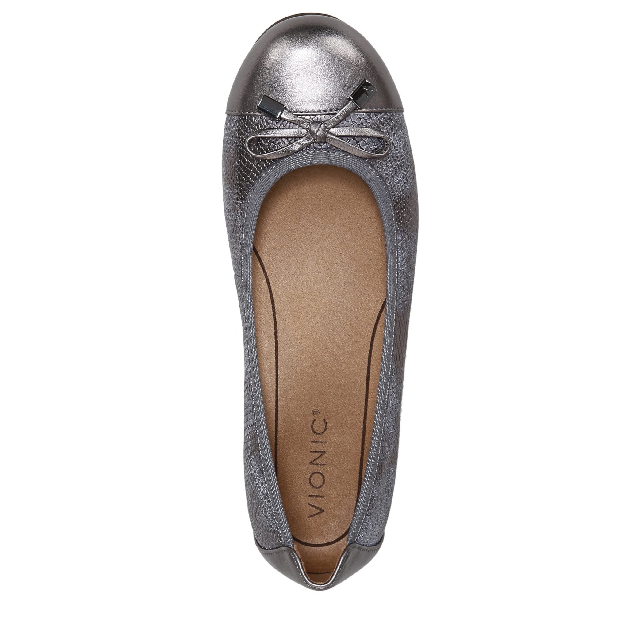 VIONIC Minna Ballet Flat - Women's Pewter Shoe Deals Outlet