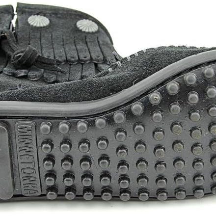 Minnetonka Double - Fringe Side Black 8.5 M 747647888287 Shoe Deals Outlet