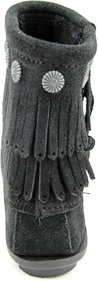 Minnetonka Double - Fringe Side Black 8.5 M 747647888287 Shoe Deals Outlet
