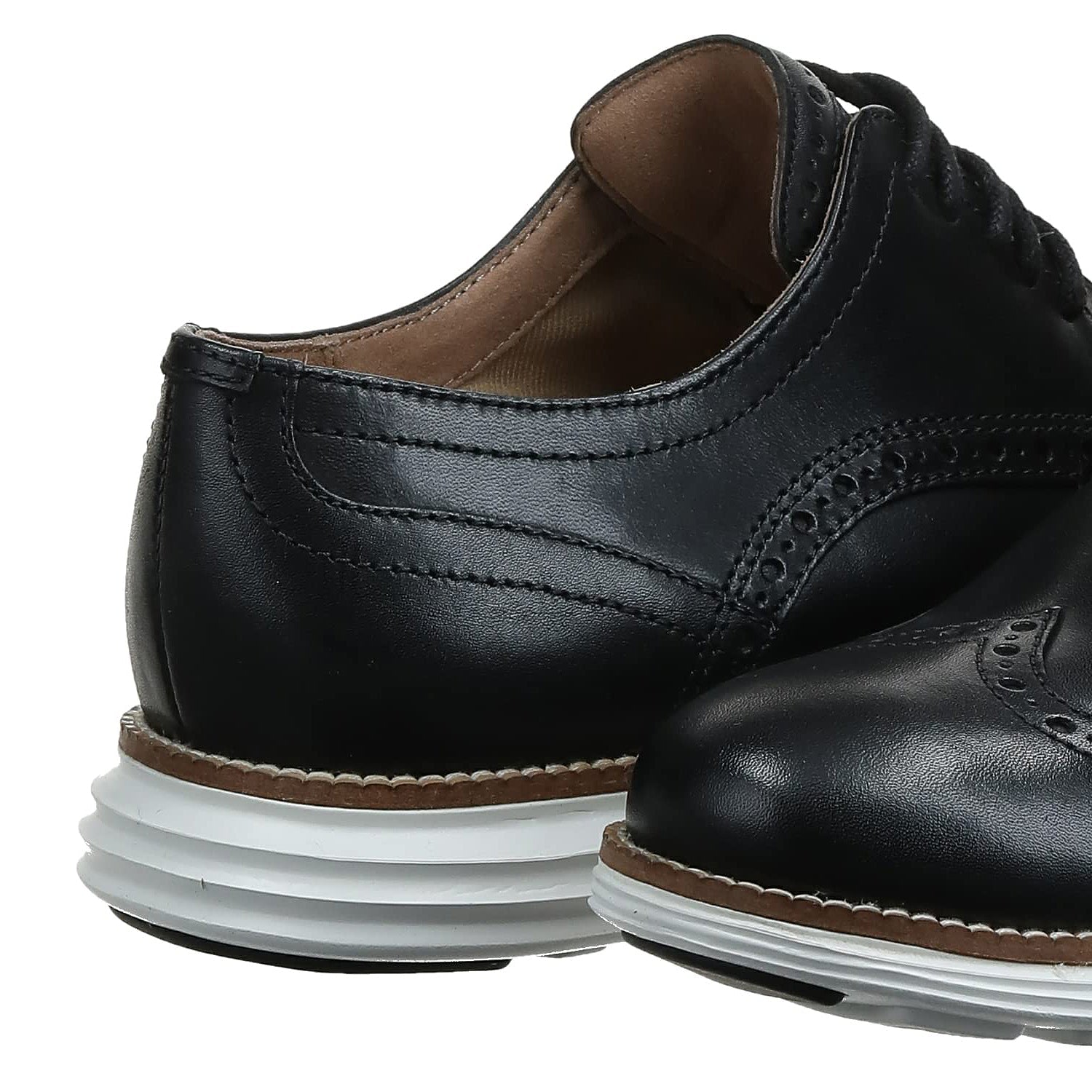 Cole Haan OriginalGrand Wingtip Black Oxford - Men's Black Leather/White Shoe Deals Outlet