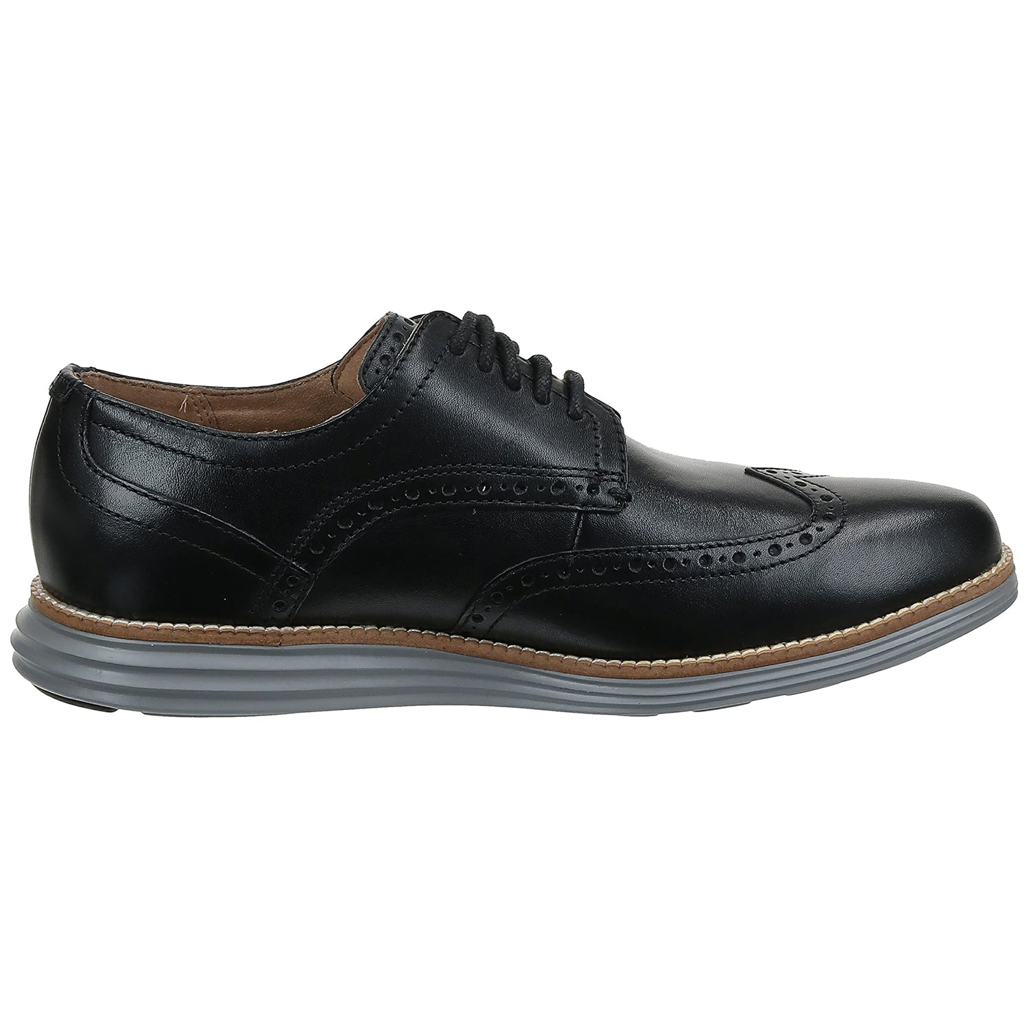 Cole Haan OriginalGrand Wingtip Black Oxford - Men's Black Leather/Ironstone Shoe Deals Outlet