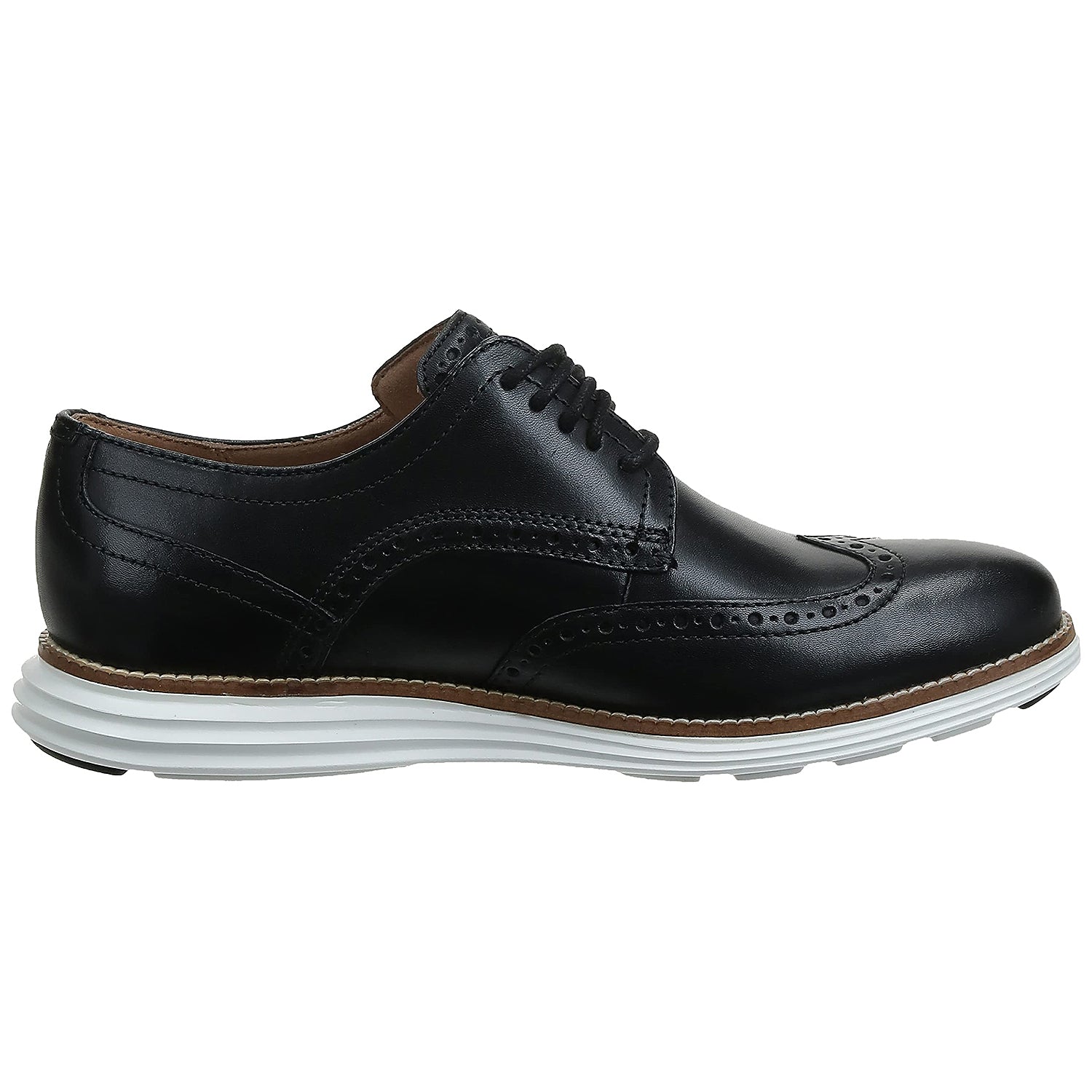Cole Haan OriginalGrand Wingtip Black Oxford - Men's Black Leather/White Shoe Deals Outlet